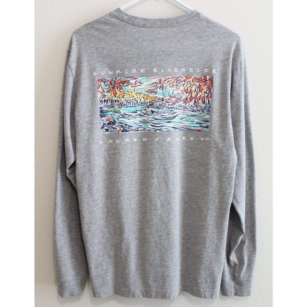 Lauren James "Sunrise Riverside" print long sleeve shirt